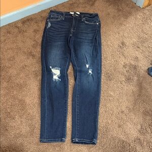 KanCan Dark Blue Distressed Boyfriend Jeans